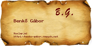Benkő Gábor névjegykártya